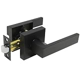 Probrico Passage内部ドアノブベッドとバスハンドルレバーキーレスブラックLocksetドアハードウェア Door Lever-Style 01BKPS ブラック DL01BKPS
