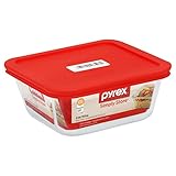 Pyrex Simply Store 4Cup/950ml Square Red PC by Pyrex