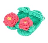 (ビグッド)Bigood ベビーサンダル キッズサンダル ニット靴 赤ちゃん用 新生児 ボタン花付き手作り 超可愛いルームシューズ蛍光色