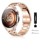 [RoSoki] 18mm バンド Huawei Watch GT 6/GT 5/GT 4 41mm / Huawei Watch 5 42mm /GT 5 Pro 42mm / Garmin Venu 4/Venu 3S 41mm / Forerunner 265S 対応 ステンレス製 金属バンド 交換ベルト 替えストラップ 防錆 調整器具付き ビジネス風 男女兼用 - ローズゴールド