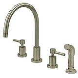 Kingston Brass KS8728DL Concord Widespread Kitchen Faucet With Sprayer, Satin Nickel [並行輸入品]