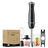 【最強モデル・1台6役】ハンドブレンダー 離乳食 ブレンダー 800W 電動 ミキサー ハンドミキサー 氷・肉・果物・野菜 泡立て器 ジューサー フードプロセッサー 調理器具 家庭用 (ブラック)