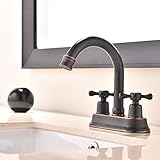 Ufaucet Best Modern Oil Rubbed Bronze 2 Handle Widespread Stainless Steel Bathroom Faucet,Oil Rubbed