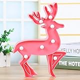 (Pink) - Cartoon LED Night Light,Creative DIY Animal Deer Shape Signs Lights Battery Operated Led Ma