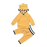 mimixiong(ミミクマ)ベビー服 上下 セット 赤ちゃん ストライプ パジャマ 子供 長袖シャツ ズボン かわいい ルームウェア イエロー 3M~12M (3M)