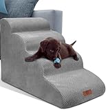 Masthome 犬 階段 犬スロープ階段 ドッグステップ 犬用ステップ 4段 高さ53.5cm 段差解消 ペット用 ステップ 階段 滑り止め 犬用 4段踏み台 安全 カバー取り外し可能 ペット用品 小型犬 室内犬 高齢犬 猫犬に適用 ブラウン グレー ホワイト ブラック ブルー