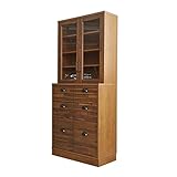 ブラウン／Barel キャビ上台・引出下台 キッチンキャビネット キッチン 食器棚 棚 レトロ アカシア 無垢材 アイアン お洒落 かっこいい シンプル カフェ