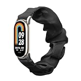 [kwmobile] 対応: Xiaomi Mi Band 8 バンド - 交換ベルト シュシュ ゴム コットン 14-19 cm - 黒色