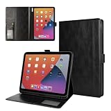 KIVON 手帳型iPadケース PUレザー スタンド機能 ペン収納 カードポケット付き 【iPad第9世代 （10.2）/ ブラック】