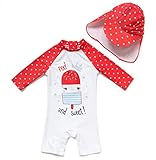 Bonverano　ラッシュガード　ベビー　女の子　半袖　ワンピース　UVカット　水着　キャップ付き　二点セット(18049-18-24M)