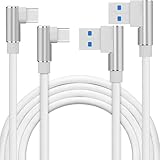 [LALASTA] USBケーブル L字 type c 2本 セット 白 1m ＋ 3m 計2本 (type-c, ホワイトシルバー)