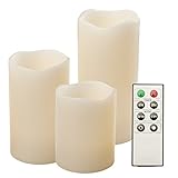 LEDキャンドル リモコン付 3個セット リアル 癒し 本物のロウ (GT-DZCB-SET3) (ワックス)使用 自動消灯タイマー 照明モード 明るさ2段階調整機能付き インテリアライト
