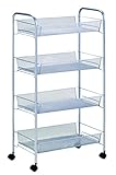 パール金属 キッチン ワゴン カート 4段 メッシュ キャスター付 収納 調味料 シルバー N-7882