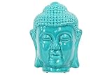 Urban Trends Ceramic Buddha Head with Rounded Ushnisha, Gloss Turquoise