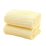 B Blesiya ベビー用タオル　ガーゼタオル　ガーゼ毛布　綿のタオル　ソフトタオル　ブランケット　入浴布　6重ガーゼ　ふわふわ　全5色 - 黄