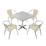 ガーデン5点セット ガーデンテーブル5点セット ガーデンテーブルセット 人工ラタン アルミチェア ダイニングチェア リゾートチェア ロビーチェア ガーデンチェア スタッキングチェア ビーチチェア スタ