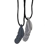 V-TOP Feather Silicone Teething Pendant Necklace 2 Pack for Baby and Nursing Mom Soft Sensory Chewab