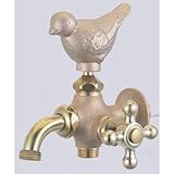 立水栓/水栓柱に取付け ガーデニングアニマル蛇口(二口万能蛇口)スズメ