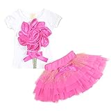 Nice Days（ナイス　ディズ）　夏ベビー服　　可愛い女の子花スーツ　Tシャツ+スカート　2点セット (120, ピンク)