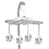 Sweet Jojo Designs Grey, Black and White Fox and Arrow Boys or Girls Musical Baby Crib Mobile [並行輸入品