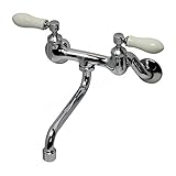 PIVOT（ピヴォ） 壁付混合栓（アイボリー）　キッチン・洗面用蛇口 レバーハンドルが可愛いレトロな壁付横水栓
