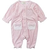 LoveLoveKids(ラブラブキッズ) ベロアハートジャガードフィットモンキーオール 70cm /ピンク NO.KK-31-3237