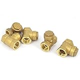 uxcell　チェックバルブ　フィッティング　配管　給湯器　真鍮　1/2BSPメス　ネジ　2ポート　 5個入り