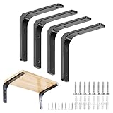 [Xpang]棚受け金具 棚受けブラケットL字金具 耐荷重130kg 壁掛け吊り棚 金具棚うけ 部屋 キッチン L字金具 スチール製 省スペース DIY 収納 アクセサリーネジ付 (黒, 400ｍｍ×300ｍｍ×40ｍｍ-4個)