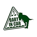 恐竜 Baby in car カッティングステッカー ダークグリーン 深緑