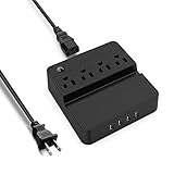 J & L 電源タップ 4個AC差込口 4USBポート（総出力4A/5V） 一括スイッチ スマホ スタンド機能搭載 取り外し可能な1.5Mコ