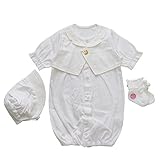 男の子におすすめ 3点セット 日本製 夏物素材 タキシードデザイン 新生児ベビー用セレモニードレス お宮参り退院時におすすめ お帽子とベビーソックス付き 初宮参り 洋装