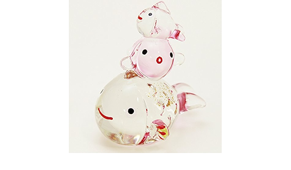 Amazon クリスタル３連福がさね 金魚 ガラス細工 夏の風物詩 置物 人形 和みの和雑貨 置物 オブジェ オンライン通販