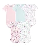 Petit Bateauベビー女の子5パック半袖フローラル/ Polkadot印刷ボディスーツ