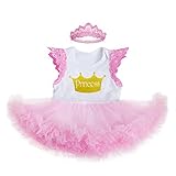 Gmasking 新作 子供ドレス 女の子ワンピース ロンパース 天使の翼 袖なし 王冠リボン飾り 誕生日お祝い 誕生日プレゼント 1歳 2歳 (XL, ピンク2点セット)