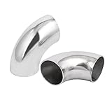 uxcell　ハンドレール　エルボー 　201ステンレススチール　38mmx1.5mm　シルバートーン　2個入り