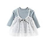 サクララ(Sakulala) ベビー服 女の子 ワンピース 子供服 ドレス 長袖 可愛い ソリッドカラースカート ステッチ レースブラウス 通園 発表会 花見 お出かけ チュニック フォーマル 12ヶ