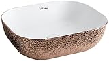Whitehausコレクションwh71302-f23 Isabella Plusコレクション長方形上マウントBasin withエンボス加工の外部、滑らかな内部、とセンターDrain、ホワイト/ローズ