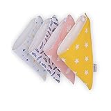 BabyIn 4パックBabyDewバンダナビブ、3層ソフト竹コットン赤ちゃんよだれ、歯が生えると授乳用のスナップ防水フリースよだれかけ