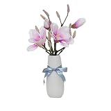 Zhhlinyuan 良質 Creative Home Decor Beautiful Artificial Flower Magnolia Vases Set