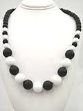 Chewable Teething Necklace for Teething Babies or Nursing Moms. Black 9mm Beads on Top and 14mm Alte