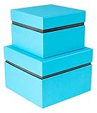 Bigsobox ALVA デザイン収納ボックス 2個セット/フローティング蓋(ブルー/グレー) 7932-49/A76/582/541