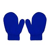 幼児 ベビー ソフト 暖かい手袋　キッズ グローブ 編み ストレッチ ミトン (blue)