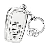 [Unhoke] アルファード キーケース 30系後期 キーカバー ヴェルファイア30系 スマートキーケース キーホルダー 高級 軽量 傷防止 TPU製 6ボタン おしゃれ (オフホワイト)