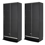 【地球家具】フィギュアラック「ワイド」新シリーズ LED兼用 幅83cm 引き戸 ハイタイプ 本体【正規品】[鍵付きコレクションケース] [耐震]（引き戸 ハイタイプ、深型（奥行39cm）、ブラック） 2台セット