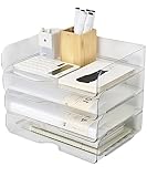 Letics 書類トレー A4 横置き レタートレー レターケース 書類ケース クリアケース 透明 おしゃれ 4段