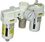 PneumaticPlus SAU4000M-N04G Three-Unit Combo Compressed Air Filter Regulator Lubricator FRL, Air Pre