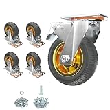 静音キャスター 3インチ 4個セット、耐荷重330kg、360°回転、ブレーキ付き、ストッパー付き、屋内外用、ネジ付き、交換用、車輪径75mm