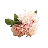 AOLVO人工Resultant Dahlias Melaleuca花バラシルク花Bouqueウェディングホームパーティーデコレーション用( 8個) Normal イエロー 6025779935968