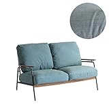 ANS-2839DE ソファ 幅132×奥行81.5×高さ85(SH43)cm ( デニムソファ 2人掛ソファ スチール脚 PVC ビンテージテイスト アンセムソファ 肘置き付 ソファー 肘木目 ウォールナット リビング おしゃれ かっこい