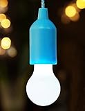 BRIGHT ZEAL Pull Cord Warm White LED Light Bulbs In Real Life Size (Blue, Batteries Included) - Hang